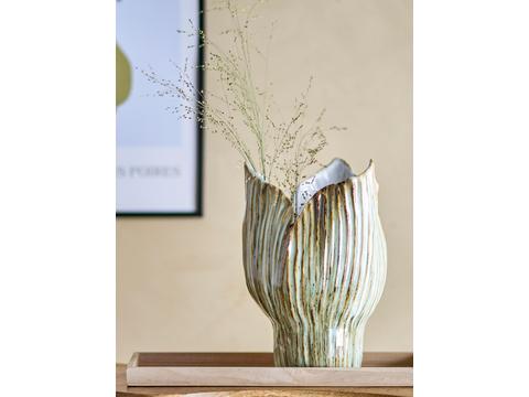 Mahira Vase, Grün, Steingut | Artikelnummer: 4004-5302-3712