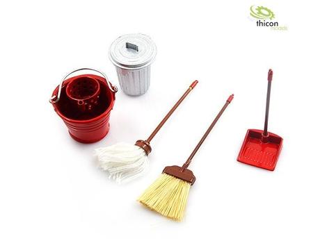 1:10/1:14 Reinigungs-Set mit Besen und Metalleimer | Artikelnummer: 4260432971620