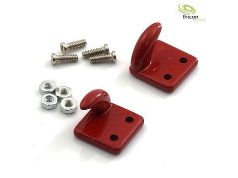 Haken mit Flansch Alu rot mit Montageschrauben 2Stück | Artikelnummer: 4260432970067