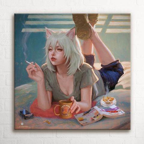 Yani Neko Square Canvas Print