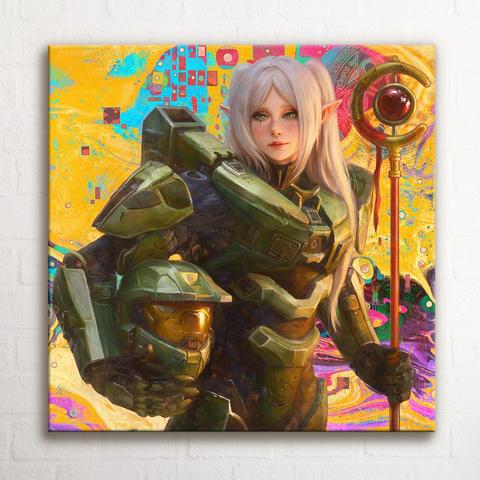 Halo Frieren Square Canvas Print