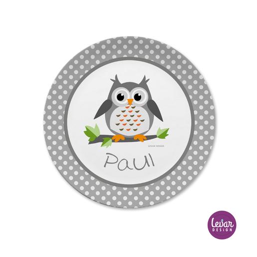 Kinderteller Eule | Großer Teller aus Melamin  | Artikelnummer:  	68118184 -4