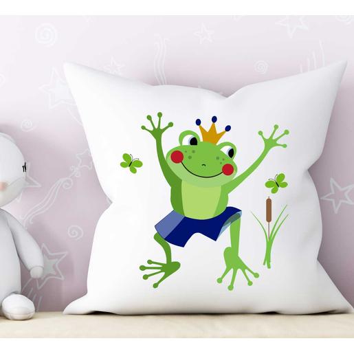 Baby Kissen Frosch mit Füllung  | Zauberhaftes Namenskissen zur Geburt und Taufe mit Geburtsdaten | Artikelnummer: 3348-6320-8745 -1