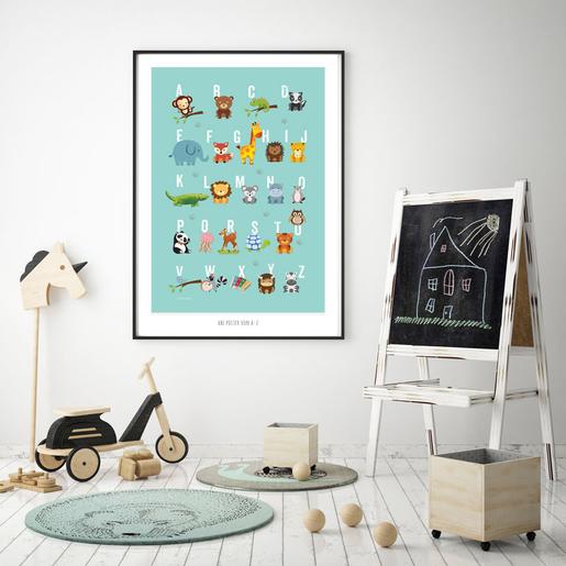 Poster Tieralphabet | ABC Poster türkis|  | DINA 3 | Artikelnummer: abcpostertuerkis -3