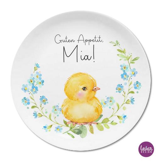 Osterteller Küken Blütenkranz | Großer Teller aus Melamin  | Artikelnummer: 0850-4802-4722 -2