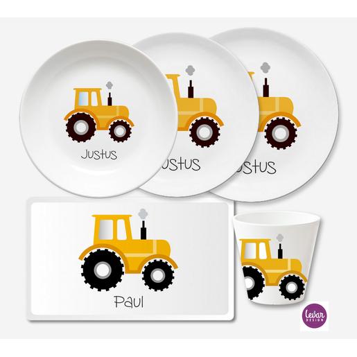Kindergeschirr Set 5 teilig Traktor | Geschirrset aus Melamin und BPA frei für Kinder | Artikelnummer: 4387-5304-8605 -4