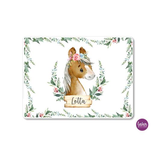 Tischset, Platzdeckchen, Pony, Pferd | Zauberhaftes Platzset mit Namen personalisiert | Artikelnummer: 4383-8481-2333 -1