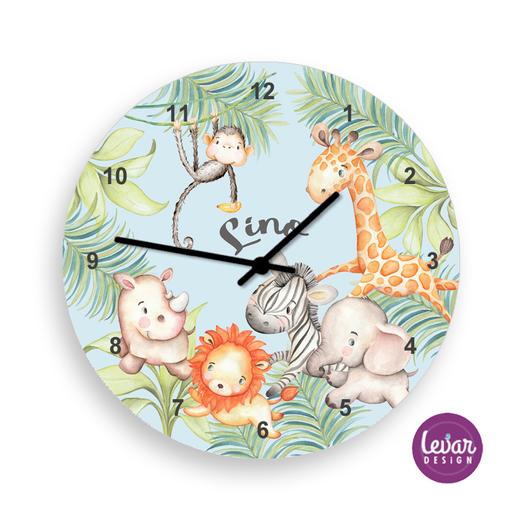 Dschungeltiere Wanduhr, Kinderzimmer Uhr |  | Artikelnummer: 1308-8007-5837 91 -2