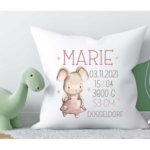 Kissen für Kinder mit Füllung  | Zauberhaftes Babykissen zur Geburt und Taufe mit Geburtsdaten | Artikelnummer: 560132 -2