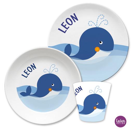 Kindergeschirr Wal Fisch | Geschirrset aus Melamin und BPA frei für Kinder | Artikelnummer: 2774-0462-2657
