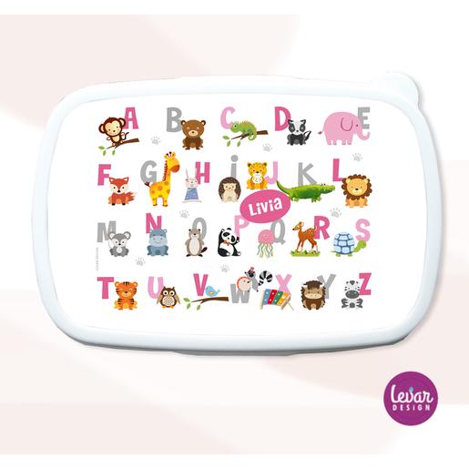 Brotdose für Mädchen und Jungen | ABC Tiere | Personalisierte Geschenke für Kinder | Tolle Brotdose mit Namen personalisiert | Artikelnummer: 95140611 -2