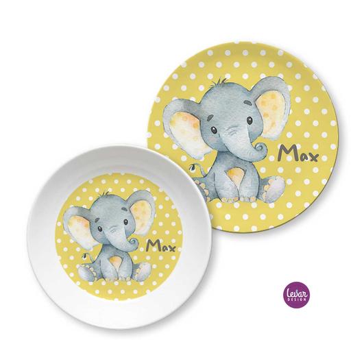 Kindergeschirr, Kinderteller Babyelefant | Kinderteller aus Melamin BPA frei | Artikelnummer: 53099115 -3