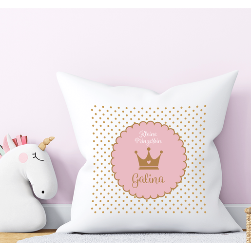 Baby Kissen Prinzessin mit Füllung  | Zauberhaftes Namenskissen zur Geburt und Taufe mit Geburtsdaten | Artikelnummer: 0334-5841-4468 -3 