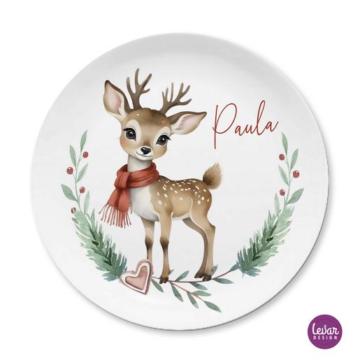 Kinderteller, Weihnachtsteller , Nikolausteller  | Teller mit Namen personalisiert, BPA frei und hergestellt in Deutschland | Artikelnummer: weihtellro -3