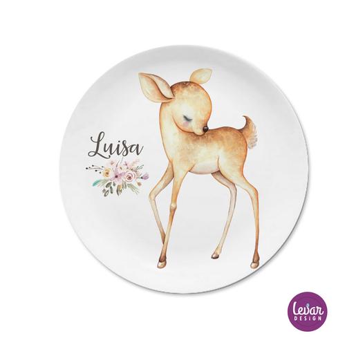 Kinderteller Bambi | Teller mit Namen aus Melamin BPA frei | Artikelnummer: 4241-6638-7822 Kopie