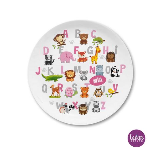 Kinderteller ABC | Großer Teller aus Melamin  | Artikelnummer: KITEABC18 -1