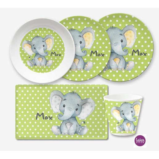Elefant Kindergeschirr Set 5 teilig  | Geschirrset aus Melamin und BPA frei für Kinder | Artikelnummer: 3035-3337-1774 -3