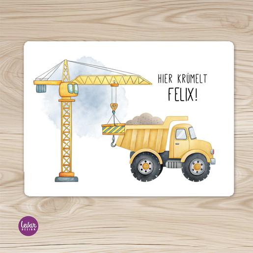 Bagger Krahn Tischset, Platzdeckchen | Platzset mit eigenem Namen personalisiert | Artikelnummer: 62575023 -1