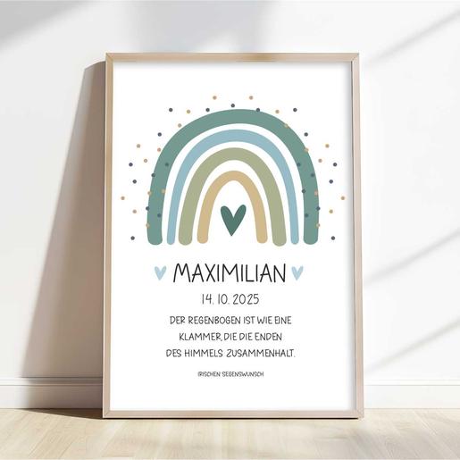 Personalisiertes Poster Patenbrief mit Segensspruch | Baby Poster personalisiert mit Namen | Artikelnummer: 7872-1204-8337-2