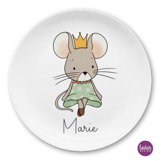 Kinderteller Maus mit Namen | Eßteller aus hochwertigem Melamin | Artikelnummer: 1636-4837-4443 -4