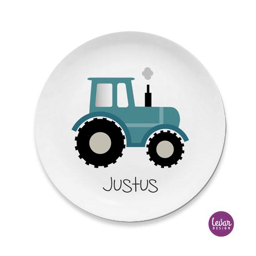 Kinderteller Traktor | Melaminteller BPA frei und hergestellt in Deutschland | Artikelnummer: kitelzahl18