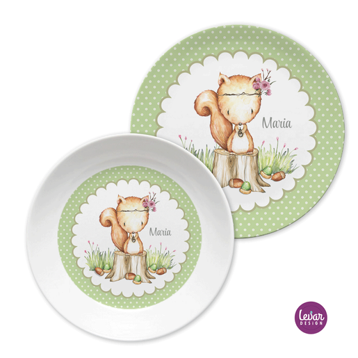 Hase Kindergeschirr Set, Kinderteller | Kinderteller mit Namen aus Melamin BPA frei | Artikelnummer: 52299116 -4