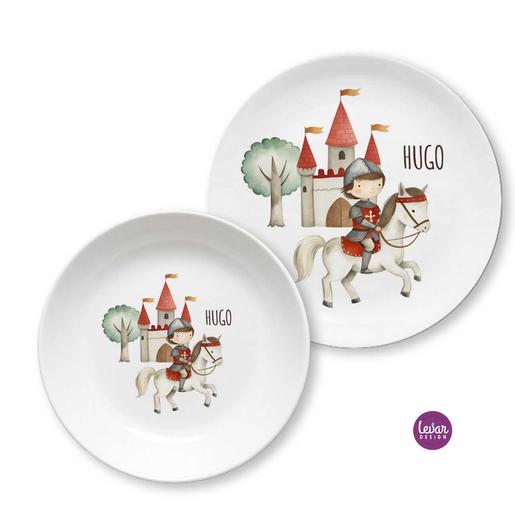 Kindergeschirr Ritter | 3teiliges Geschirrset aus Melamin und BPA frei für Kinder | Artikelnummer: 5532-3048-6738 -5