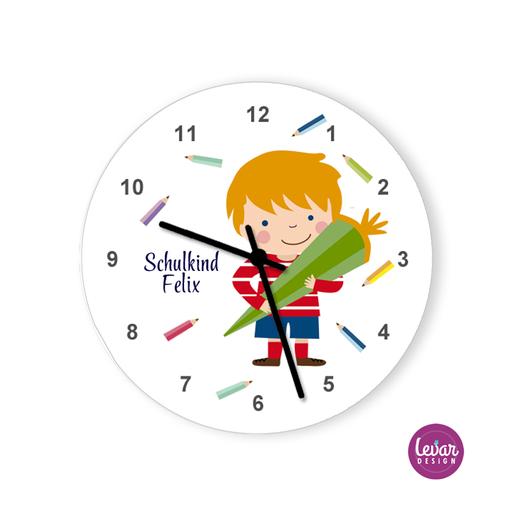 Wanduhr, Kinderzimmer Uhr, Schulkind, Junge | Wanduhr für Kinder als Geschenkidee zum Schulanfang | Artikelnummer: 142530347 -2