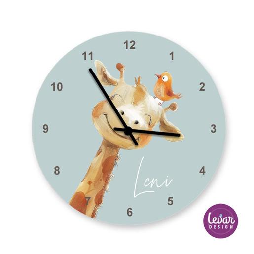 Kinderzimmer Uhr Giraffe Zootiere | Leise tickende Wanduhr für Kinder | Artikelnummer: 125565791 -2