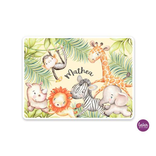 Tischset, Platzdeckchen, Dschungeltiere | Abwischbares Tischset mit Namen personalisiert | Artikelnummer: 3084-0630-5883 Kopie Kopie