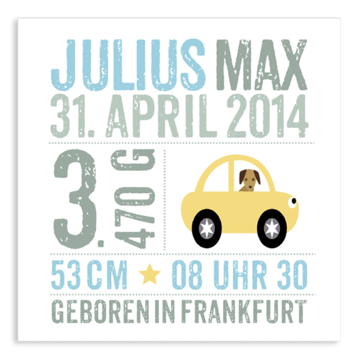 Geburtsanzeige Auto mit Geburtsdaten |  | Artikelnummer: 80602767 -1