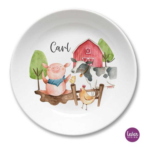 Melaminteller Schale Bauernhof | Kinderteller mit Namen BPA frei | Artikelnummer: kitegir1