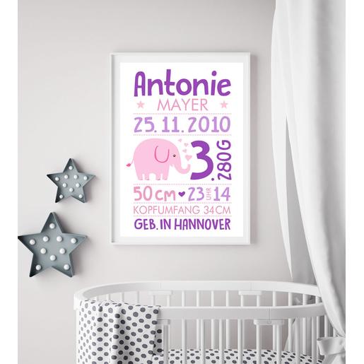 Personalisiertes Geschenk Baby zur Geburt – Taufgeschenk – Elefant | Baby Geschenke zur Geburt | Zauberhaftes personalisiertes Geschenk zur Geburt und Taufe | Artikelnummer: kudruelefant -4