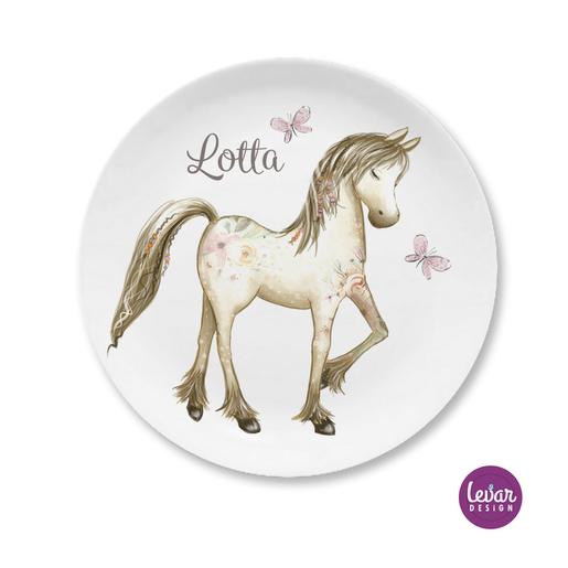 Kinderteller mit Name Pferd | Teller mit Namen aus Melamin BPA frei | Artikelnummer: 2255243