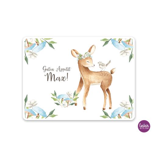 Tischset, Platzdeckchen, Rehkitz | Abwischbares Tischset mit Namen personalisiert | Artikelnummer: 4266-5414-7402 -5