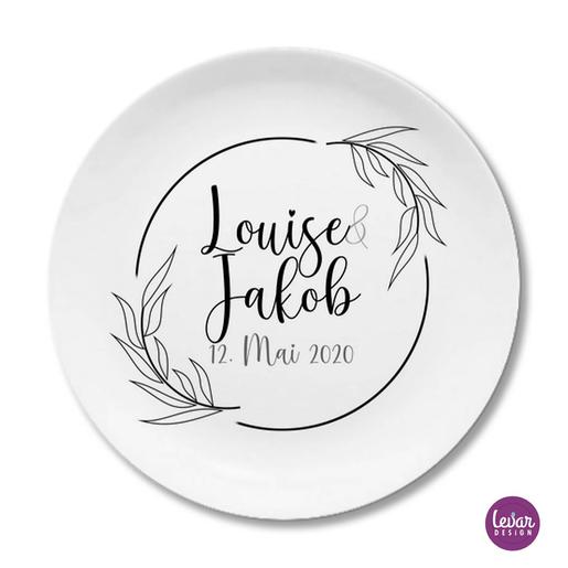 Hochzeitsteller mit Datum & Name zur Hochzeit  | Melamin Hochzeitsteller - personalisiert  | Artikelnummer: 48150338 -2