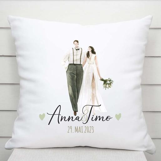 Personalisiertes Kissen Brautpaar | Geschenk zur Hochzeit | Weiches Kissen mit Füllung | Artikelnummer: 7663-3235-4350 -17