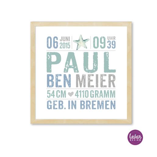 Geburtsanzeige, Namensbild, Taufgeschenk mit Geburtsdaten | Personalisiert mit Geburtsdaten | Artikelnummer: 6828-5381-8362 -2