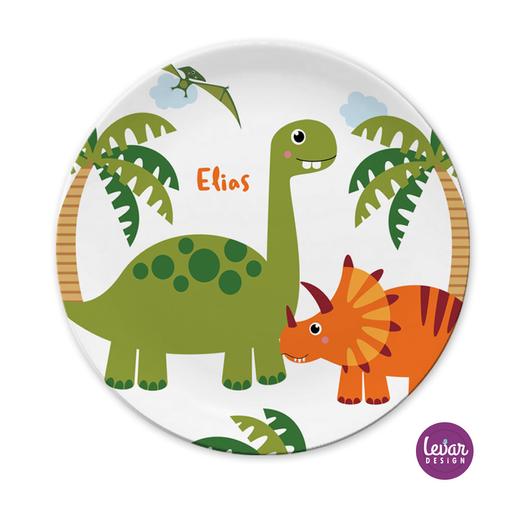 Kinderteller Dinos Dinosaurier | Großer Teller aus Melamin  | Artikelnummer:  	2255235 -1