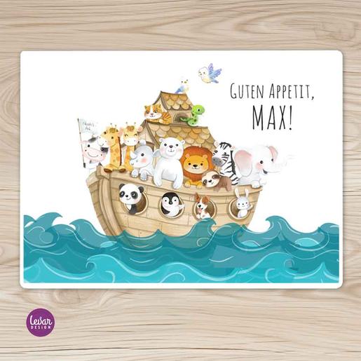 Arche Noah Tischset, Tischunterlage | Abwischbares Tischset mit Namen personalisiert | Artikelnummer: 68142087 -1