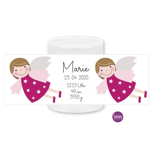 Spardose dein Schutzengel personalisiert- zur Taufe, Geburt mit Namen personalisiert | Keramikspardose für Kinder | Artikelnummer: 0643-3574-8458 -2