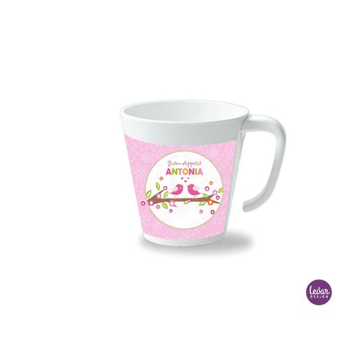 Kinderbecher mit Henkel, Vögel  | Henkelbecher groß, 325 ml,  Ø 9,7 cm, Höhe 10 cm | Artikelnummer: henkvoemint -3