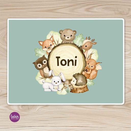 Tischset, Tischunterlage, Waldtiere | Platzdeckchen mit Namen personalisiert | Artikelnummer: 5424-2777-7076