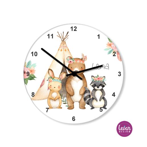 Kinderzimmer Uhr Woodland  | Wanduhr für Kinder Namen personalisiert | Artikelnummer: 0048-6786-0018 -1