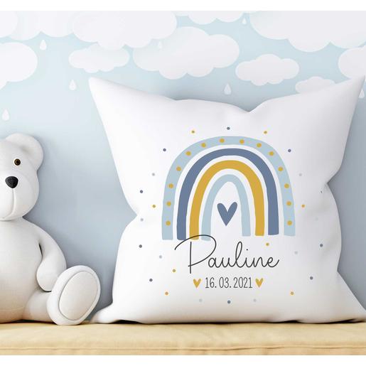 Personalisiertes Kissen | Geburtskissen Regenbogen | Zauberhaftes weiches Kissen mit Füllung | Artikelnummer: 2854-1836-2286