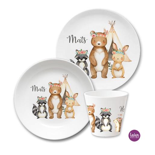 Kindergeschirr Set Waldtiere | Geschirrset aus Melamin und BPA frei für Kinder | Artikelnummer: 4250-5587-5202 -1