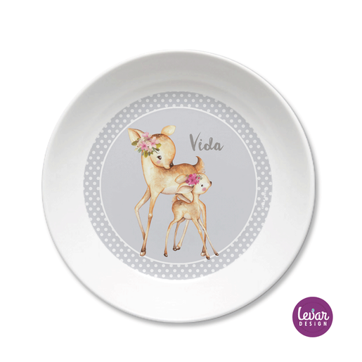 Melaminteller tief, Schale Rehe | Baby Schüssel mit Namen BPA frei | Artikelnummer: 2703-4776-8867 -3