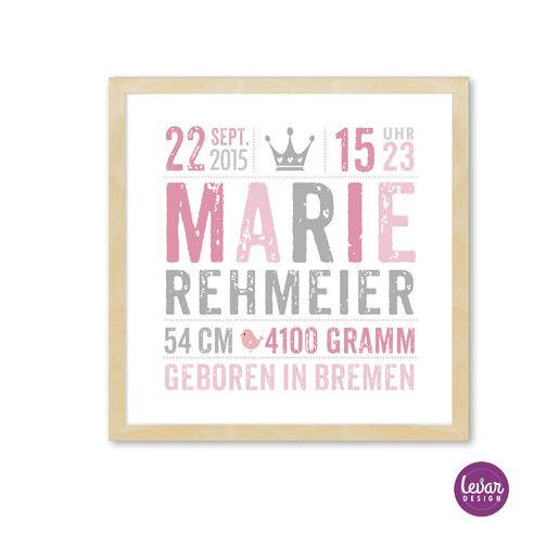 Geburtsanzeige, Poster - Krone  | Personalisierbares Poster zur Geburt & Taufe | Artikelnummer: gedruckkrone -4