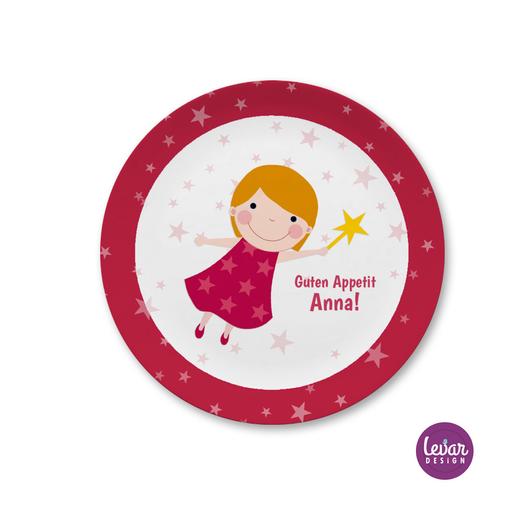 Kinderteller Fee | Teller mit Namen aus Melamin BPA frei | Artikelnummer: kitefeefl -3