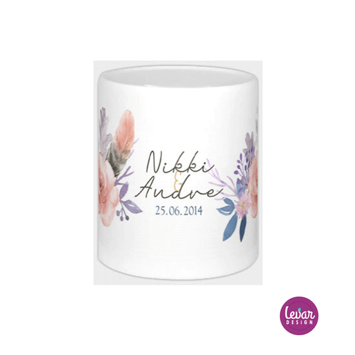 Spardose mit Namen + Datum Rosen | Geschenk zur Hochzeit | Artikelnummer: 3544-1848-3460 Kopie